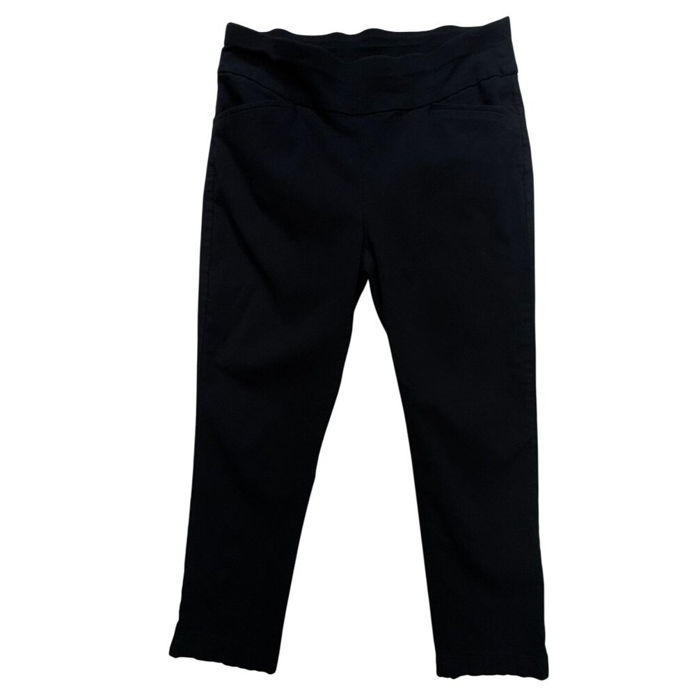 Chicos Womens Perfect Stretch Capri Pants 0X Black Pull On Skinny Leg Cropped